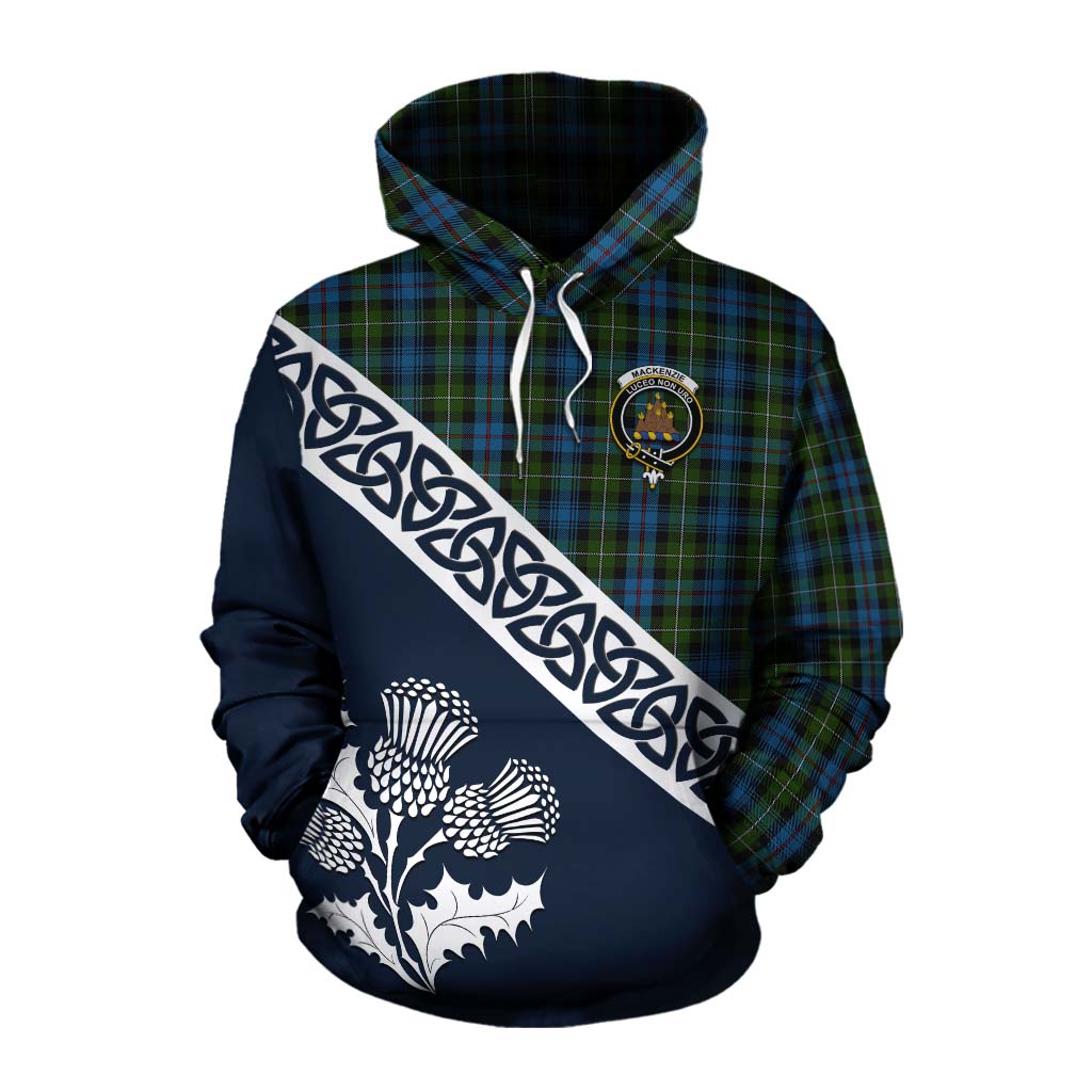 Tartan Vibes Clothing Mackenzie (Mckenzie) Tartan Cotton Hoodie Featuring Thistle and Scotland Map