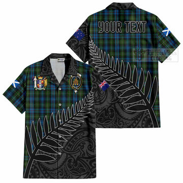 Mackenzie (Mckenzie) Crest Tartan Short Sleeve Button Shirt with New Zealand Silver Fern Half Style