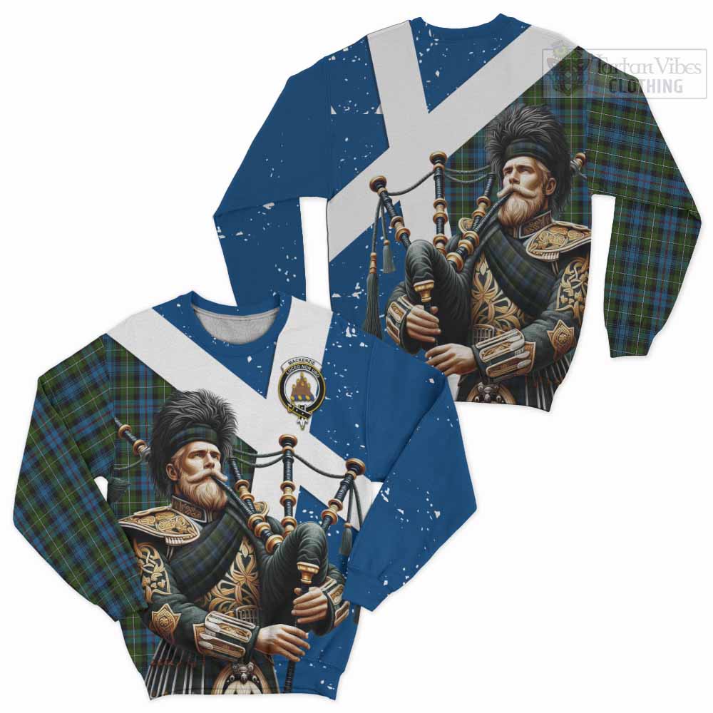 Tartan Vibes Clothing Mackenzie (Mckenzie) Tartan Sweatshirt with Family Crest Scottish Bagpiper Vibes