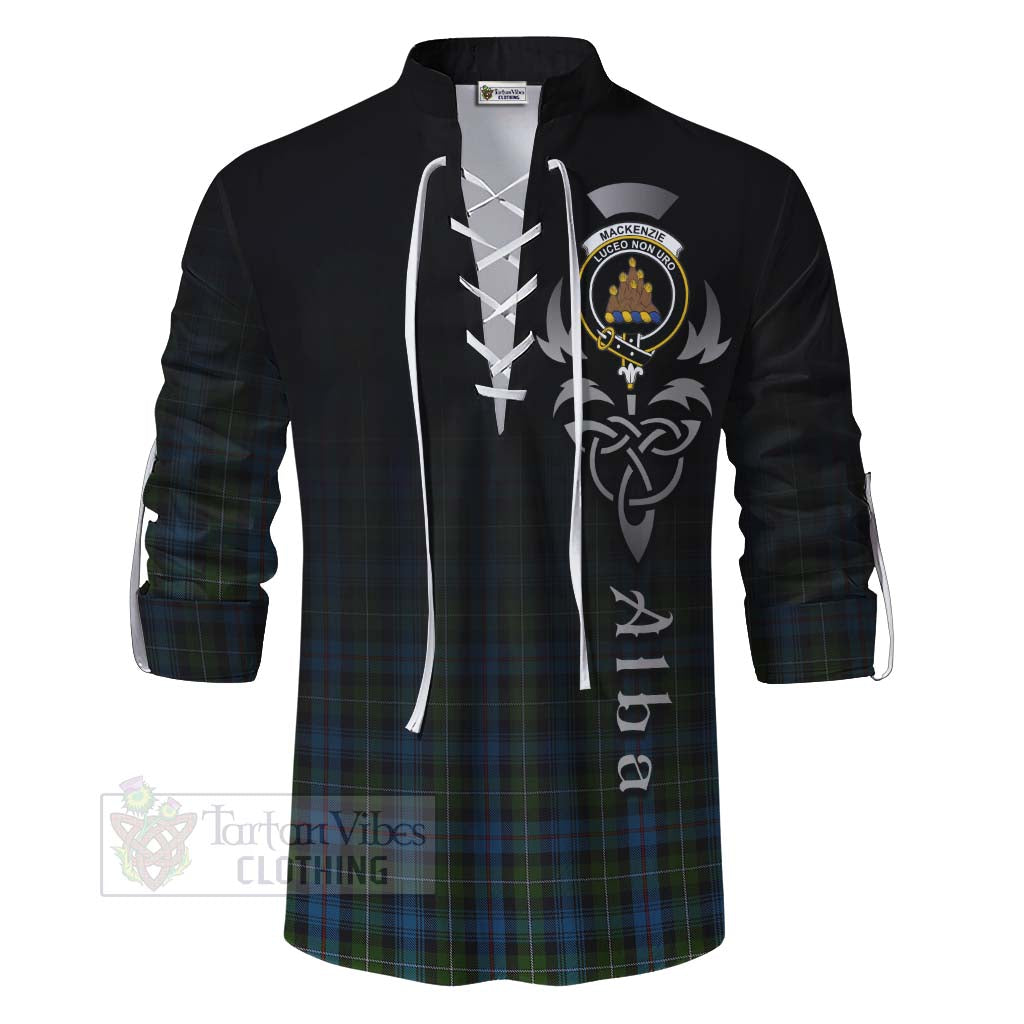 Tartan Vibes Clothing Mackenzie (Mckenzie) Tartan Ghillie Kilt Shirt Featuring Alba Gu Brath Family Crest Celtic Inspired