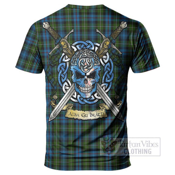 Mackenzie (Mckenzie) Tartan T-Shirt with Family Crest Celtic Skull Style