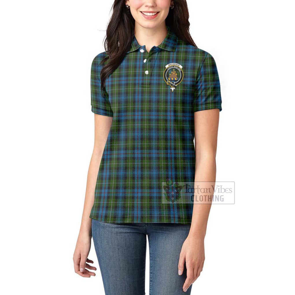 Tartan Vibes Clothing Mackenzie (Mckenzie) Tartan Women's Polo Shirt with Family Crest and Bearded Skull Holding Bottles of Whiskey