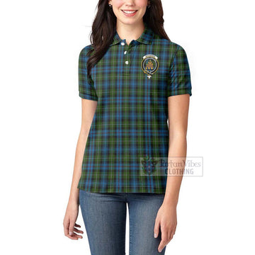 Mackenzie (Mckenzie) Tartan Women's Polo Shirt with Family Crest and Bearded Skull Holding Bottles of Whiskey