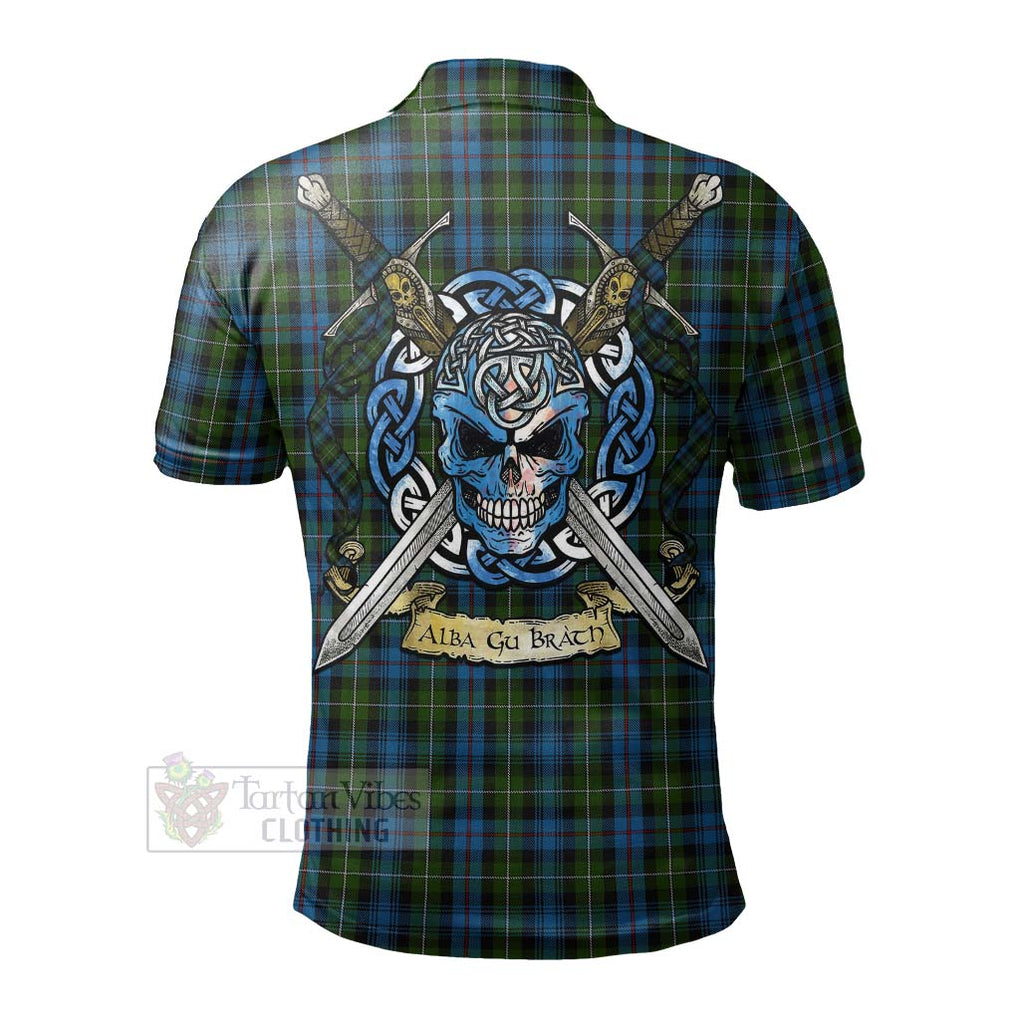 Tartan Vibes Clothing Mackenzie (Mckenzie) Tartan Polo Shirt with Family Crest Celtic Skull Style