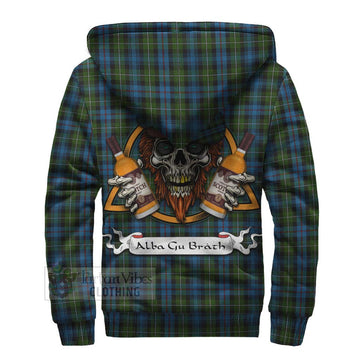 Mackenzie (Mckenzie) Tartan Sherpa Hoodie with Family Crest and Bearded Skull Holding Bottles of Whiskey