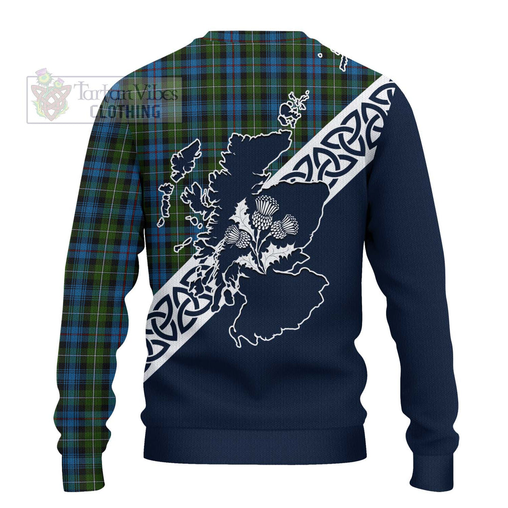 Tartan Vibes Clothing Mackenzie (Mckenzie) Tartan Knitted Sweater Featuring Thistle and Scotland Map