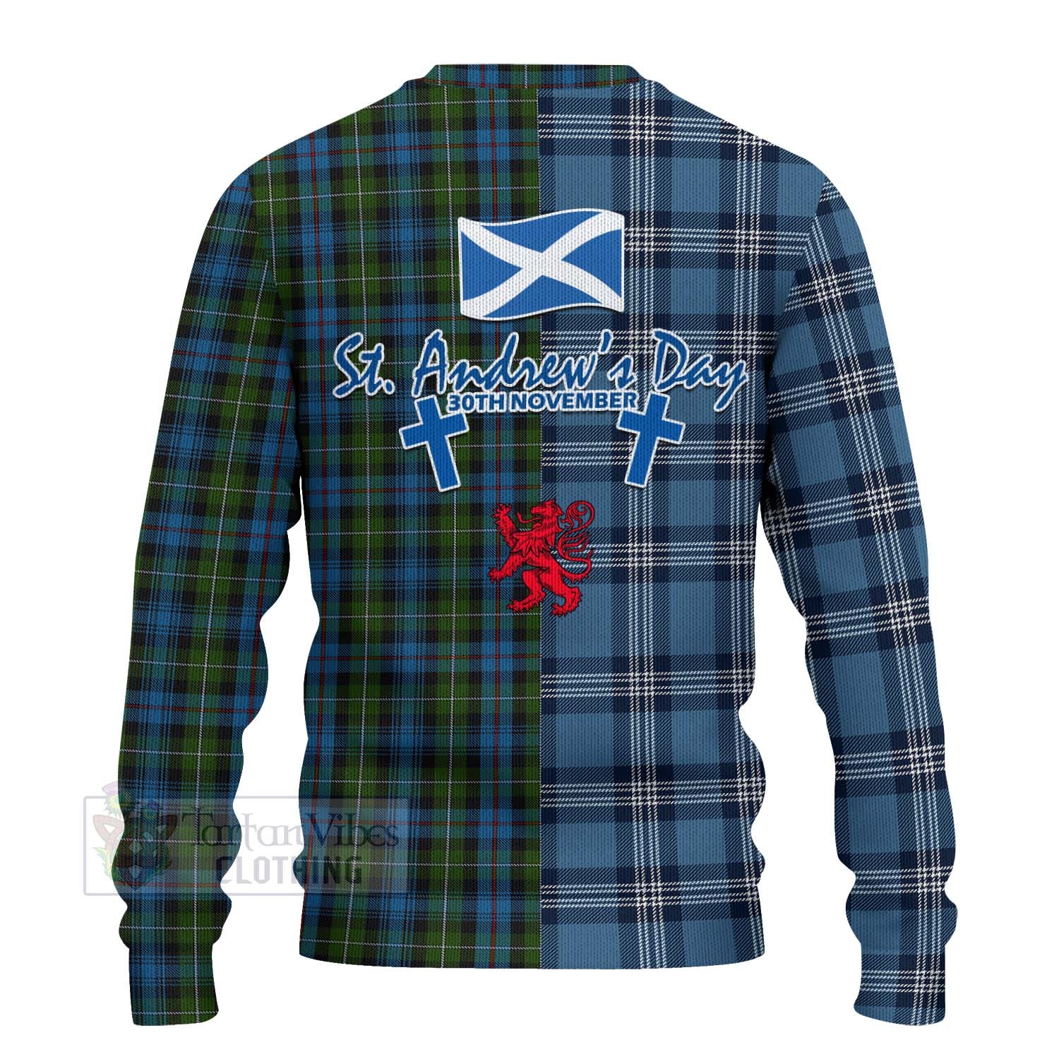 Tartan Vibes Clothing Mackenzie (Mckenzie) Tartan Knitted Sweater Happy St. Andrew's Day Half Tartan Style