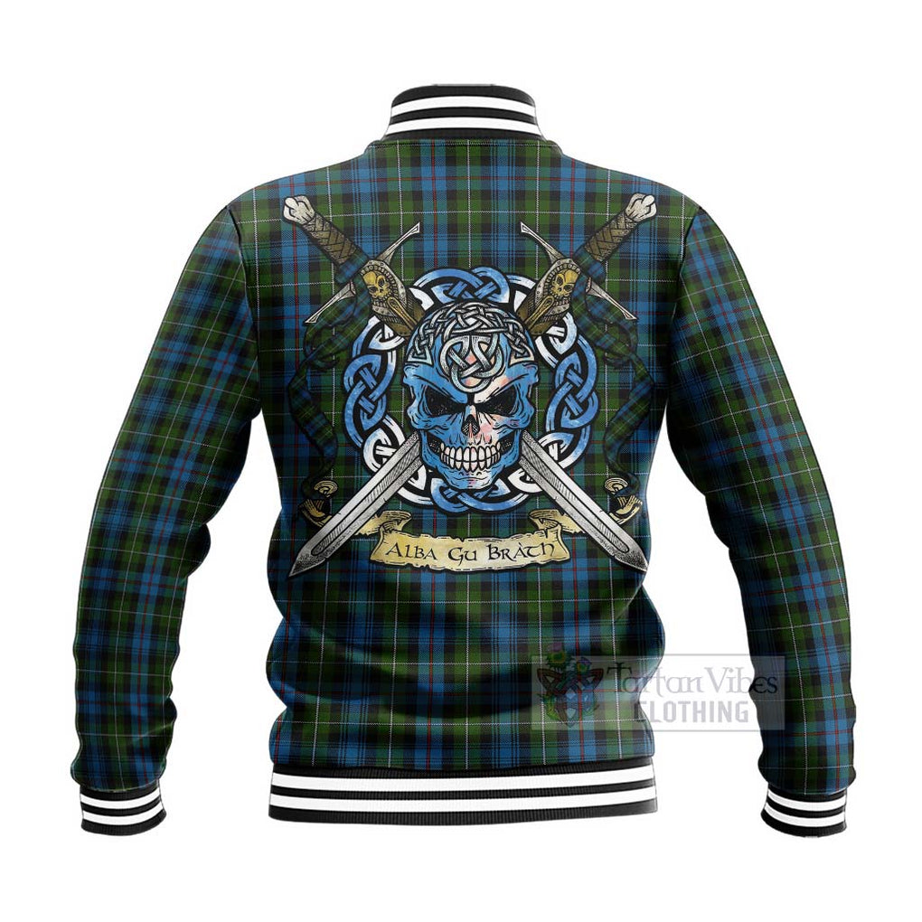 Tartan Vibes Clothing Mackenzie (Mckenzie) Tartan Baseball Jacket with Family Crest Celtic Skull Style