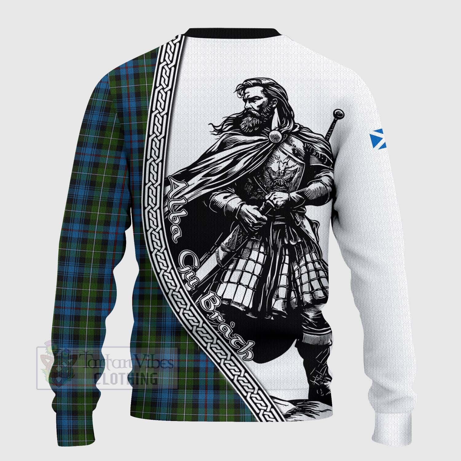 Tartan Vibes Clothing Mackenzie (Mckenzie) Tartan Clan Crest Knitted Sweater with Highlander Warrior Celtic Style