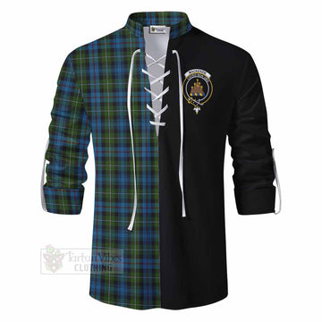 Mackenzie (Mckenzie) Tartan Ghillie Kilt Shirt with Family Crest and Half Of Me Style