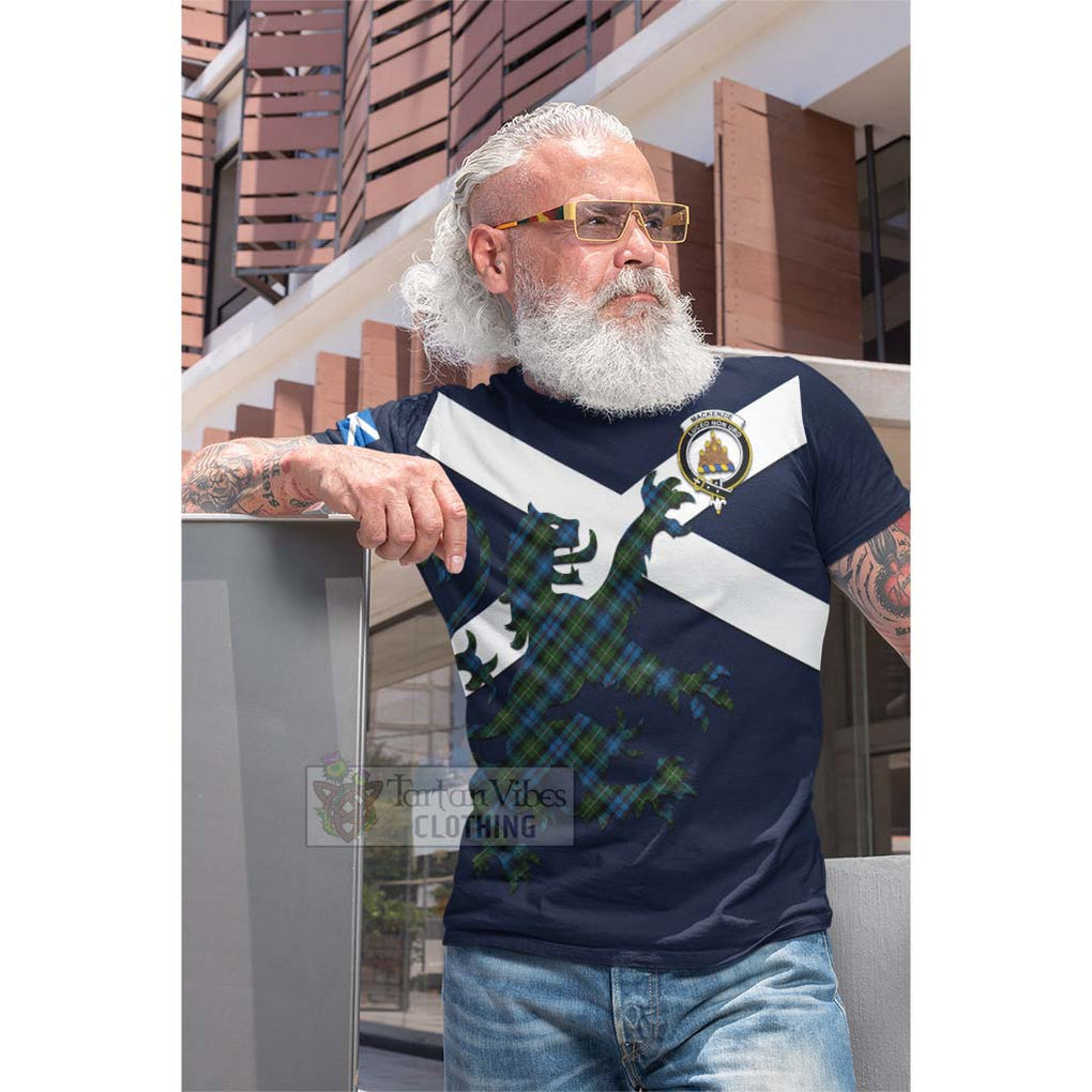 Tartan Vibes Clothing Mackenzie (Mckenzie) Tartan Lion Rampant Cotton T-shirt – Proudly Display Your Heritage with Alba Gu Brath and Clan Name