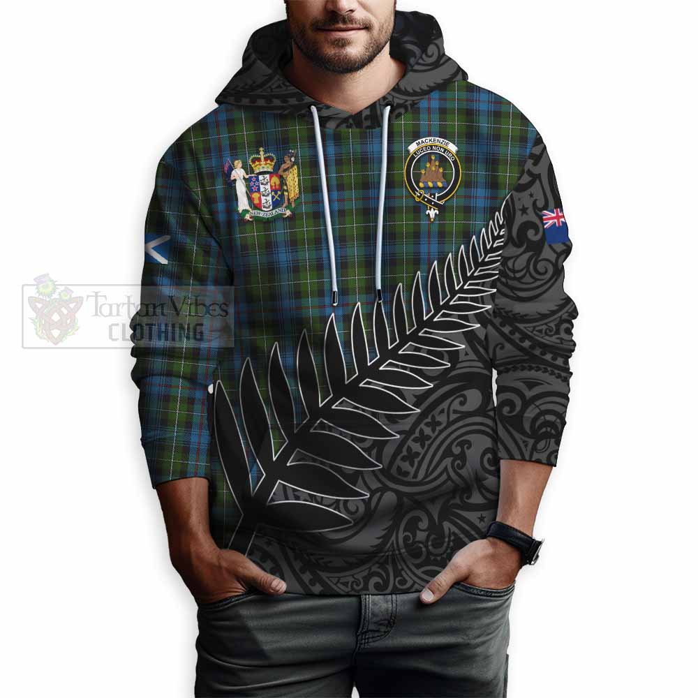 Tartan Vibes Clothing Mackenzie (Mckenzie) Crest Tartan Hoodie with New Zealand Silver Fern Half Style