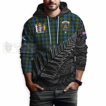 Mackenzie (Mckenzie) Crest Tartan Hoodie with New Zealand Silver Fern Half Style