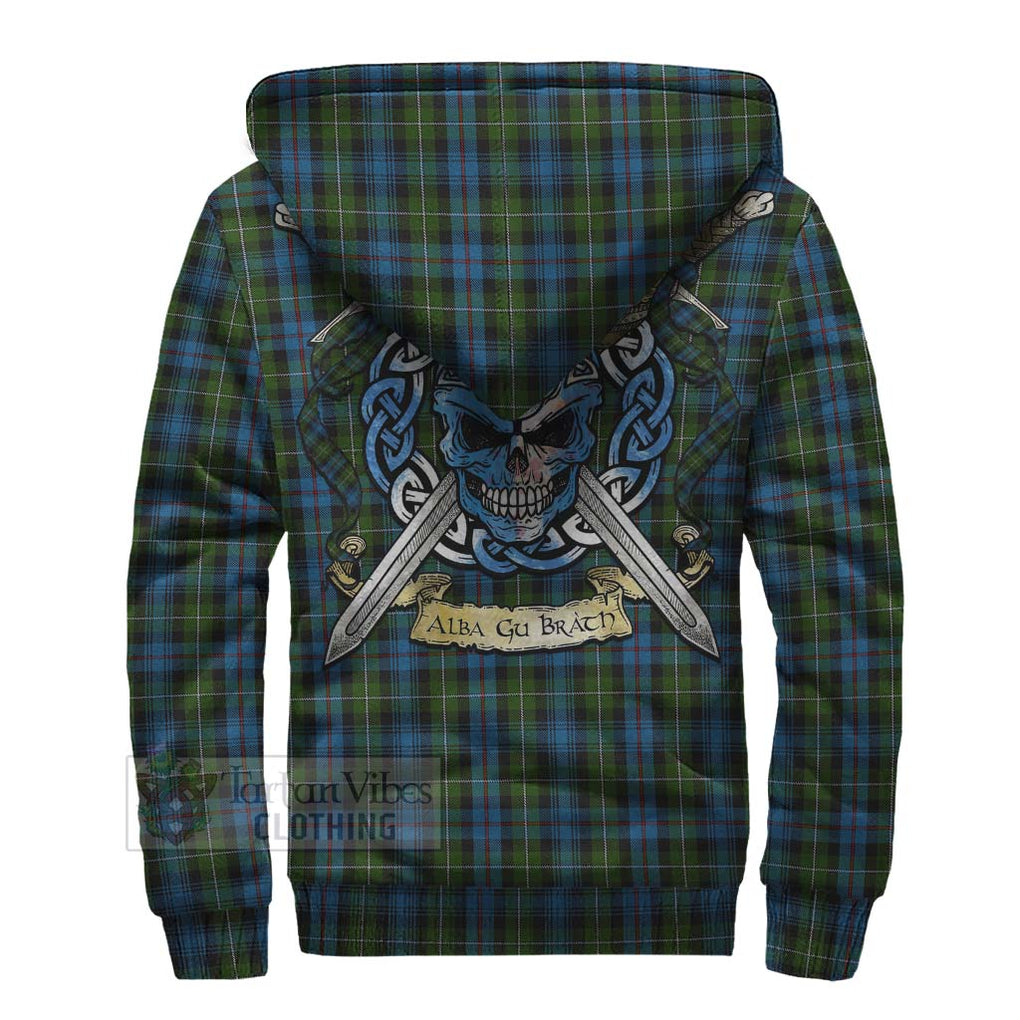 Tartan Vibes Clothing Mackenzie (Mckenzie) Tartan Sherpa Hoodie with Family Crest Celtic Skull Style