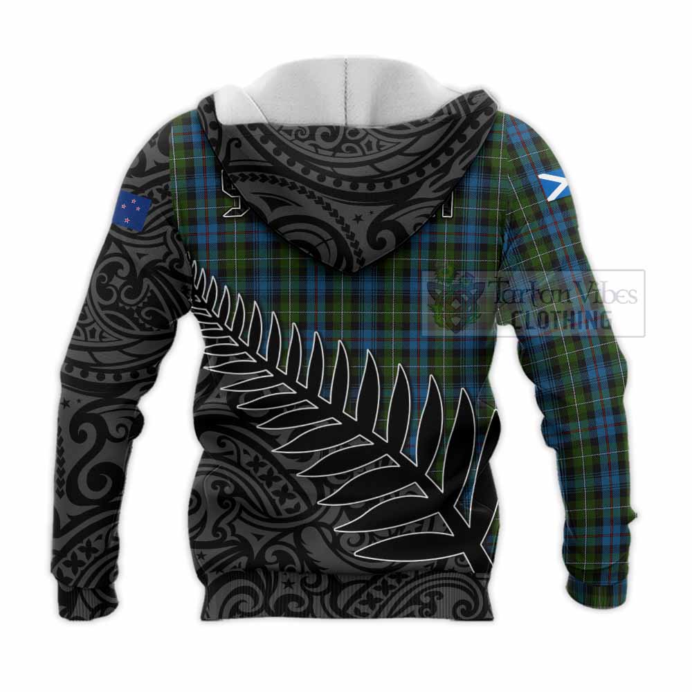 Tartan Vibes Clothing Mackenzie (Mckenzie) Crest Tartan Knitted Hoodie with New Zealand Silver Fern Half Style