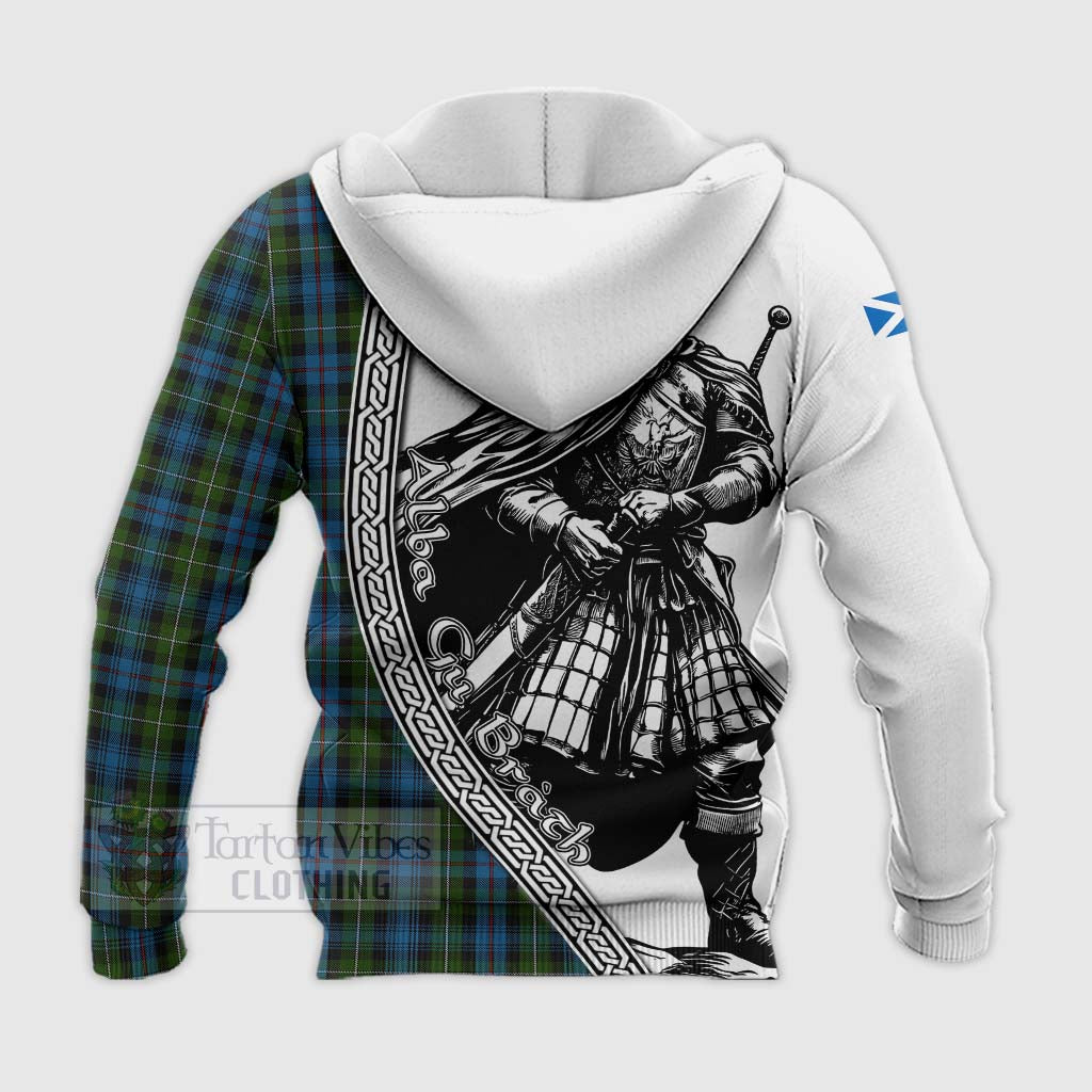 Tartan Vibes Clothing Mackenzie (Mckenzie) Tartan Clan Crest Knitted Hoodie with Highlander Warrior Celtic Style