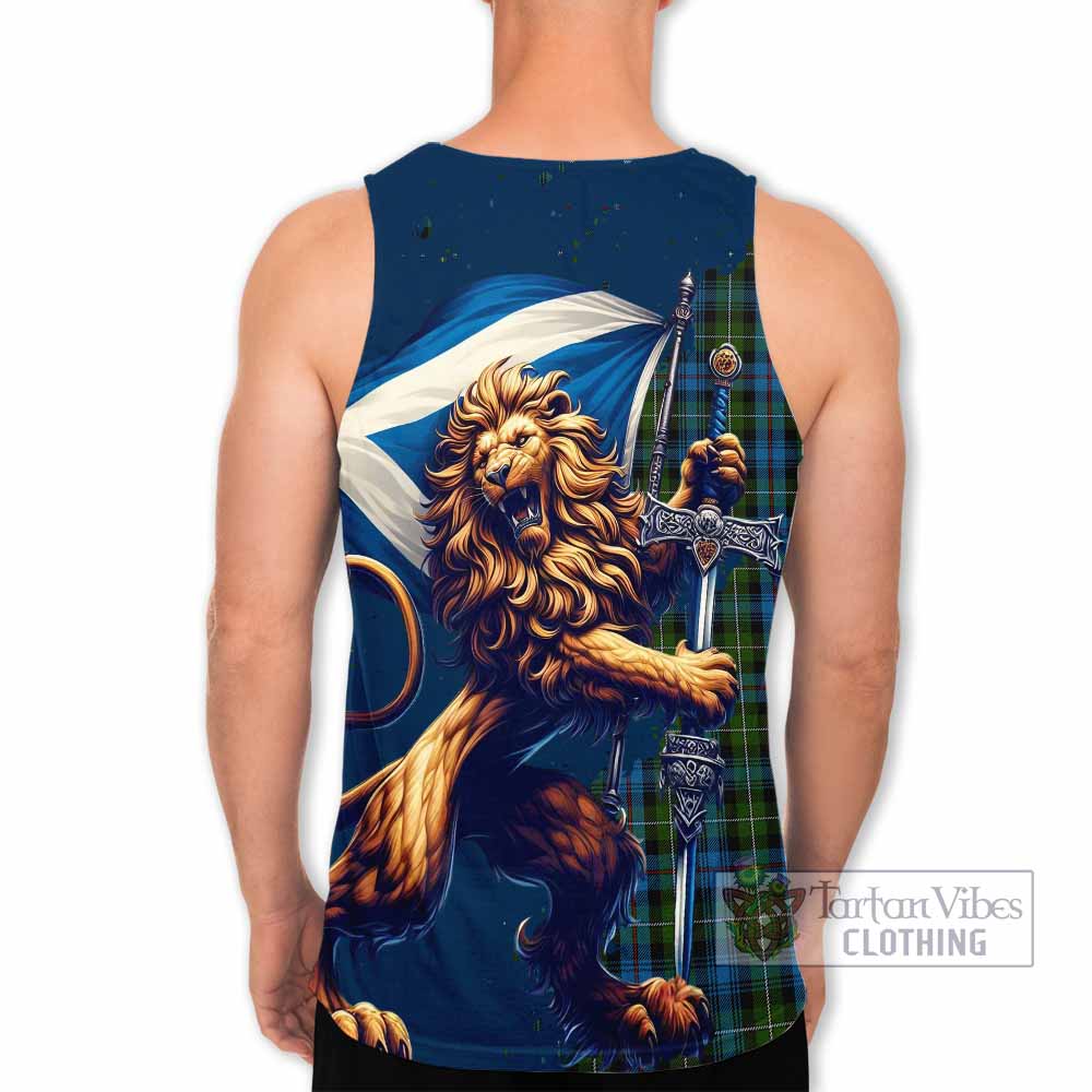 Tartan Vibes Clothing Mackenzie (Mckenzie) Tartan Family Crest Men's Tank Top with Scottish Majestic Lion