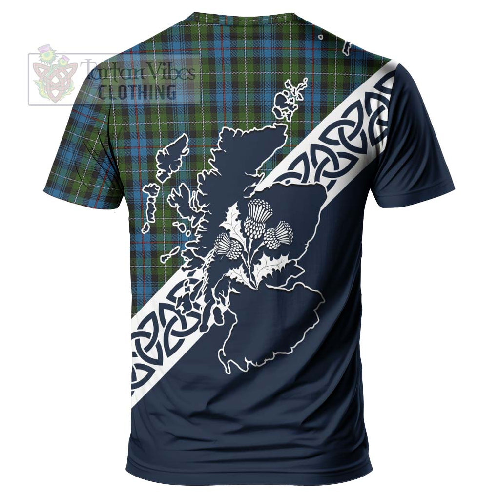 Mackenzie (Mckenzie) Tartan T-Shirt Featuring Thistle and Scotland Map