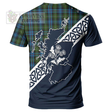 Mackenzie (Mckenzie) Tartan T-Shirt Featuring Thistle and Scotland Map