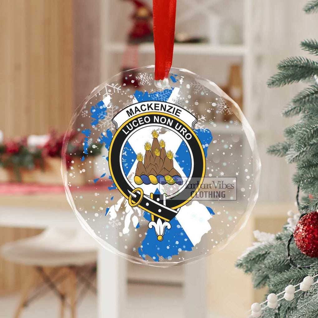 Tartan Vibes Clothing Mackenzie (Mckenzie) Clan Crest Christmas Glass Ornament with Scotland Map