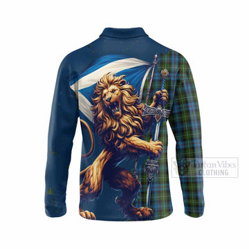 Mackenzie (Mckenzie) Tartan Family Crest Long Sleeve Polo Shirt with Scottish Majestic Lion