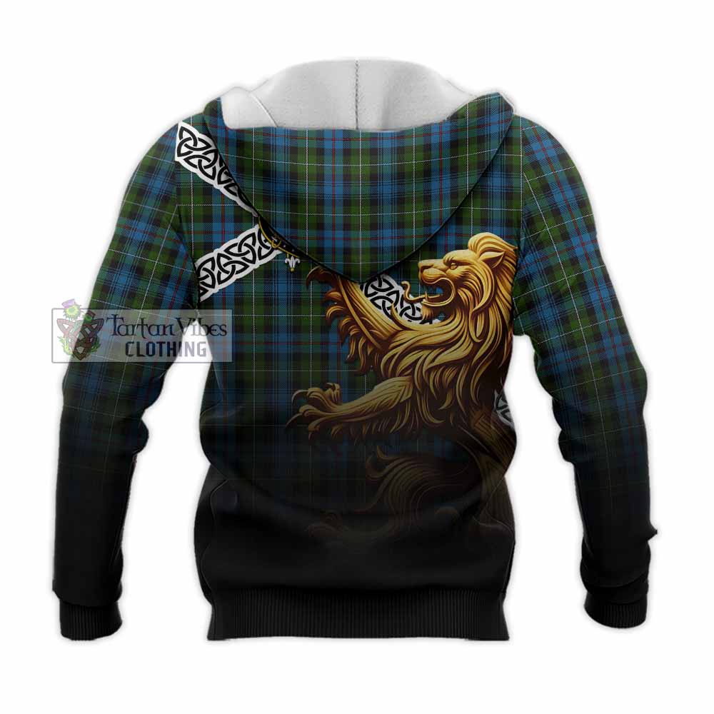 Mackenzie (Mckenzie) Crest Tartan Knitted Hoodie with Golden Lion Emblem Celtic Style - Tartan Vibes Clothing