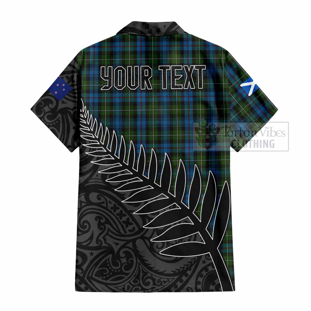 Tartan Vibes Clothing Mackenzie (Mckenzie) Crest Tartan Short Sleeve Button Shirt with New Zealand Silver Fern Half Style