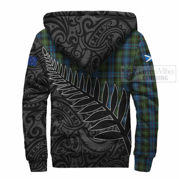 Mackenzie (Mckenzie) Crest Tartan Sherpa Hoodie with New Zealand Silver Fern Half Style