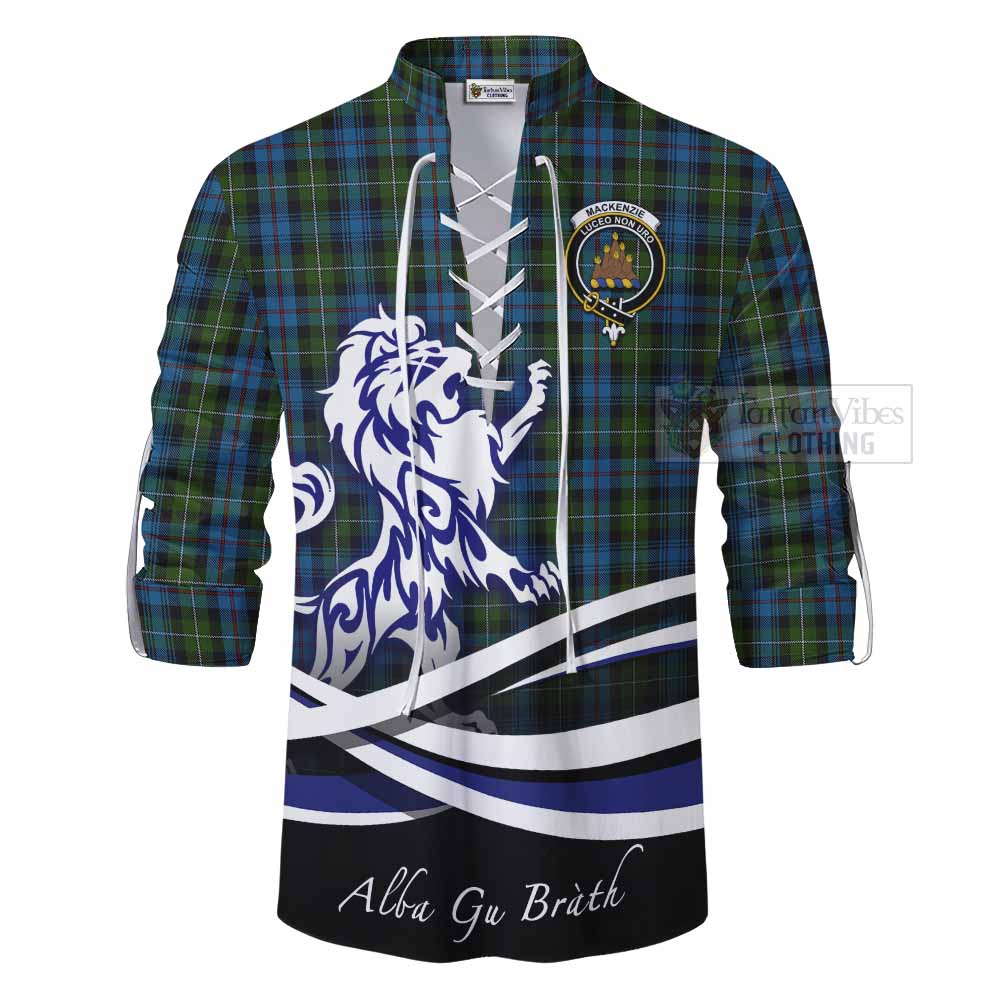 Tartan Vibes Clothing Mackenzie (Mckenzie) Tartan Ghillie Kilt Shirt with Alba Gu Brath Regal Lion Emblem