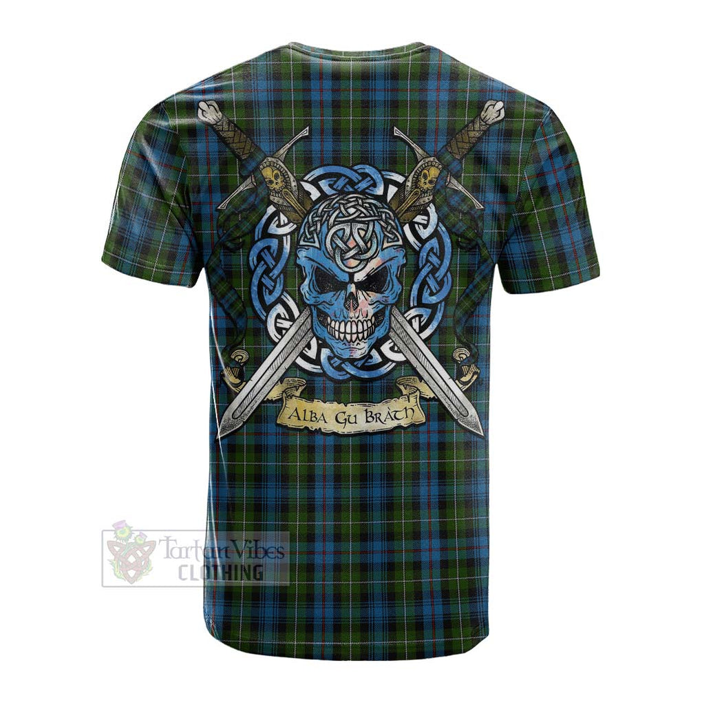 Tartan Vibes Clothing Mackenzie (Mckenzie) Tartan Cotton T-shirt with Family Crest Celtic Skull Style