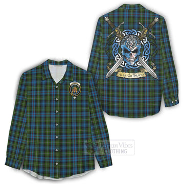 Mackenzie (Mckenzie) Tartan Women's Casual Shirt with Family Crest Celtic Skull Style