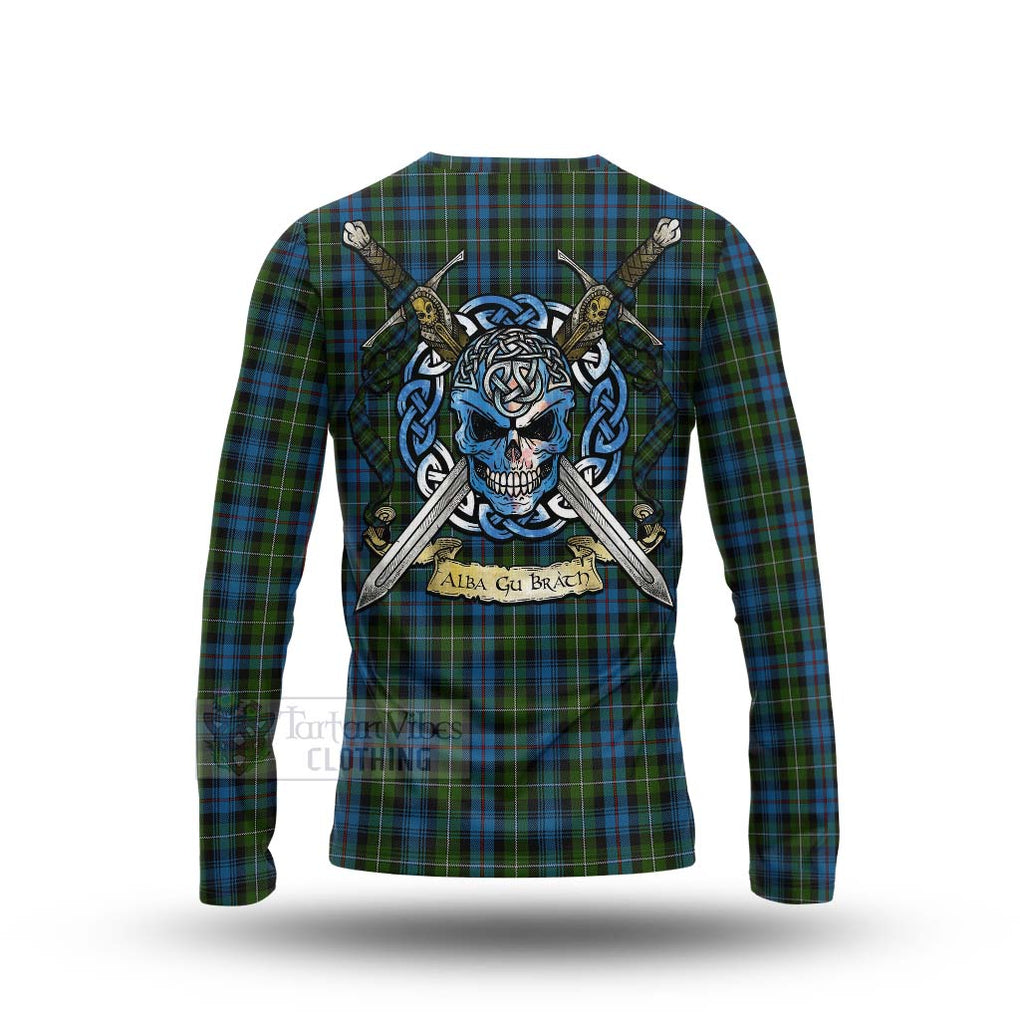 Tartan Vibes Clothing Mackenzie (Mckenzie) Tartan Long Sleeve T-Shirt with Family Crest Celtic Skull Style