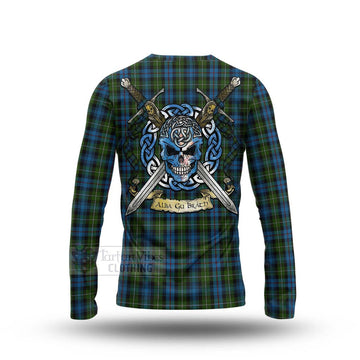 Mackenzie (Mckenzie) Tartan Long Sleeve T-Shirt with Family Crest Celtic Skull Style