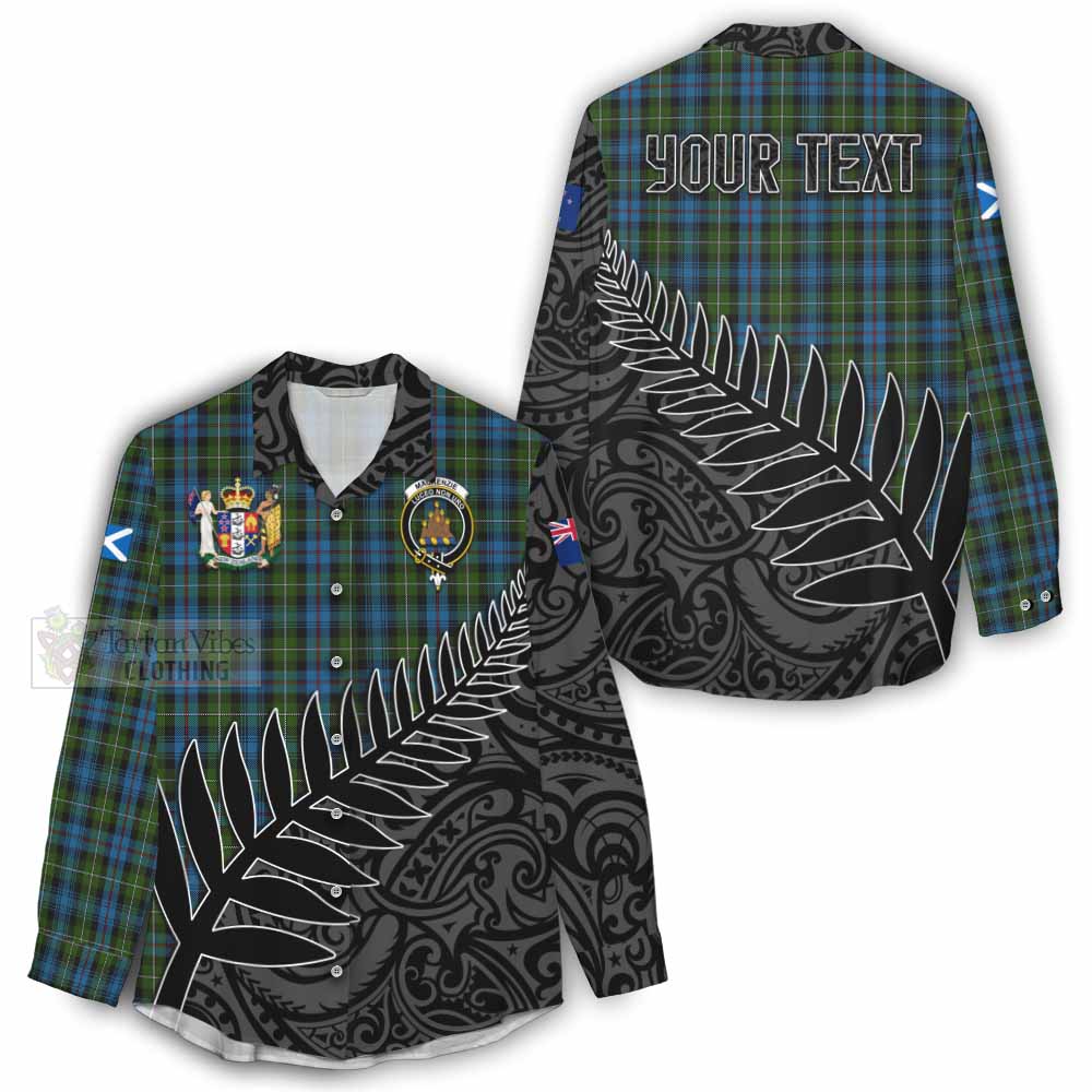 Tartan Vibes Clothing Mackenzie (Mckenzie) Crest Tartan Women's Casual Shirt with New Zealand Silver Fern Half Style