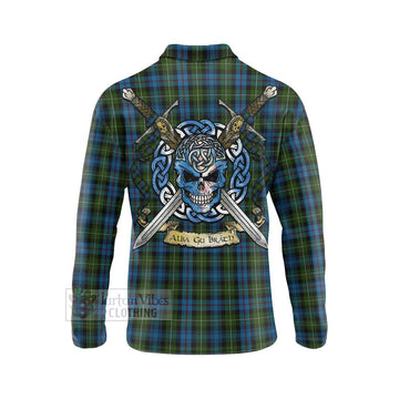 Mackenzie (Mckenzie) Tartan Long Sleeve Polo Shirt with Family Crest Celtic Skull Style