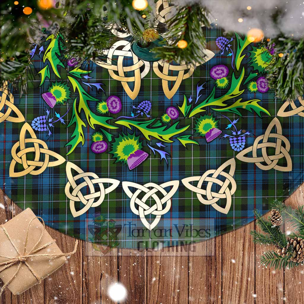 Tartan Vibes Clothing Mackenzie (Mckenzie) Tartan Christmas Tree Skirt with Thistle Celtic Knot Style