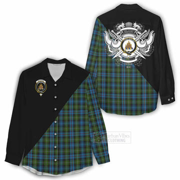 Mackenzie (Mckenzie) Tartan Women's Casual Shirt with Family Crest and Military Logo Style