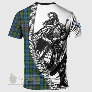 Mackenzie (Mckenzie) Tartan Clan Crest T-Shirt with Highlander Warrior Celtic Style