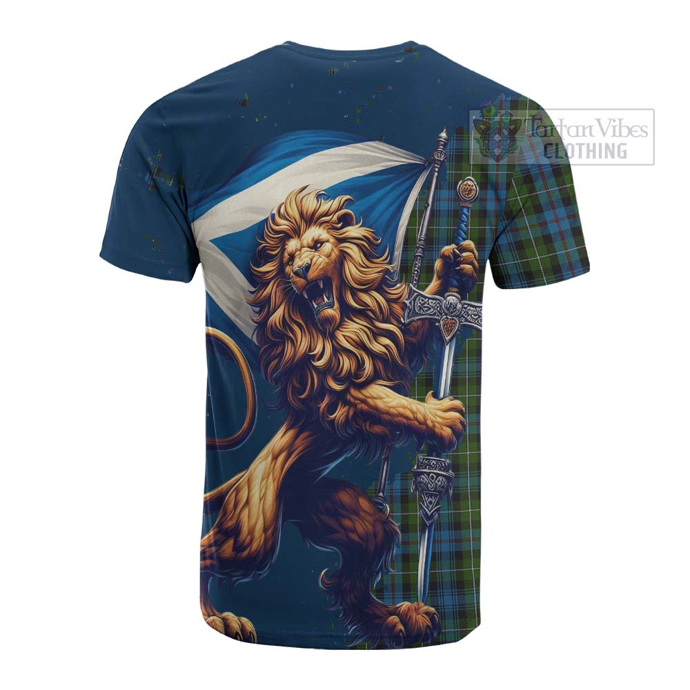 Tartan Vibes Clothing Mackenzie (Mckenzie) Tartan Family Crest Cotton T-shirt with Scottish Majestic Lion