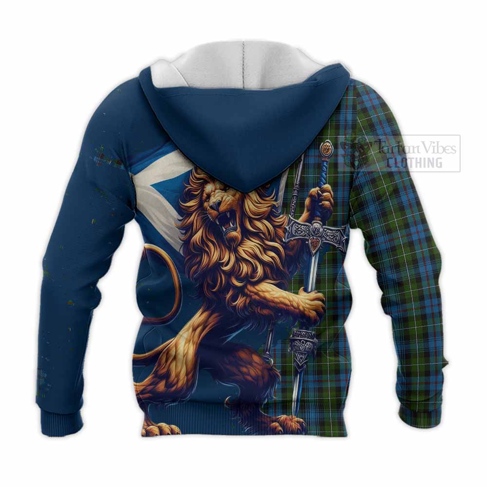 Tartan Vibes Clothing Mackenzie (Mckenzie) Tartan Family Crest Knitted Hoodie with Scottish Majestic Lion