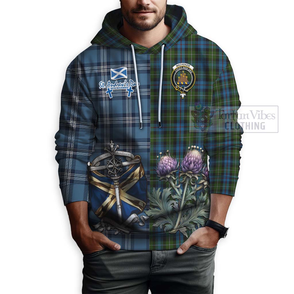 Tartan Vibes Clothing Mackenzie (Mckenzie) Tartan Hoodie Happy St. Andrew's Day Half Tartan Style