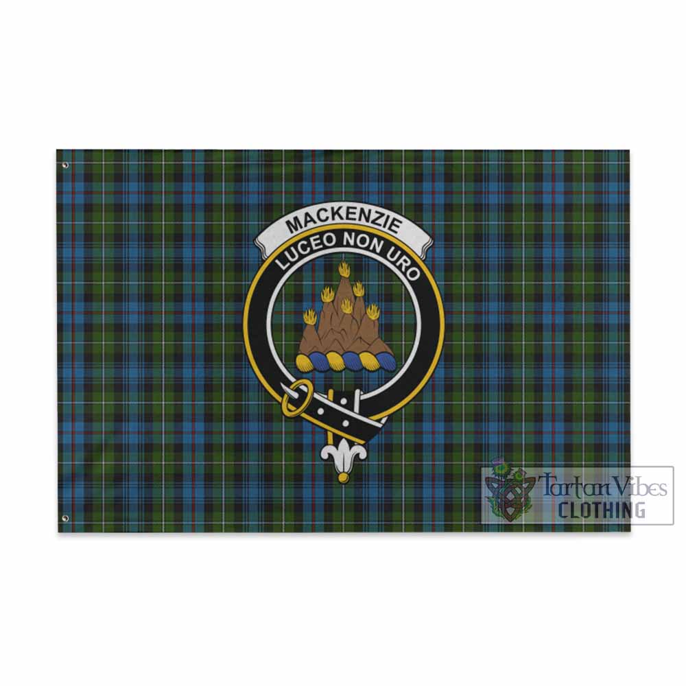 Tartan Vibes Clothing Mackenzie (Mckenzie) Tartan House Flag with Family Crest