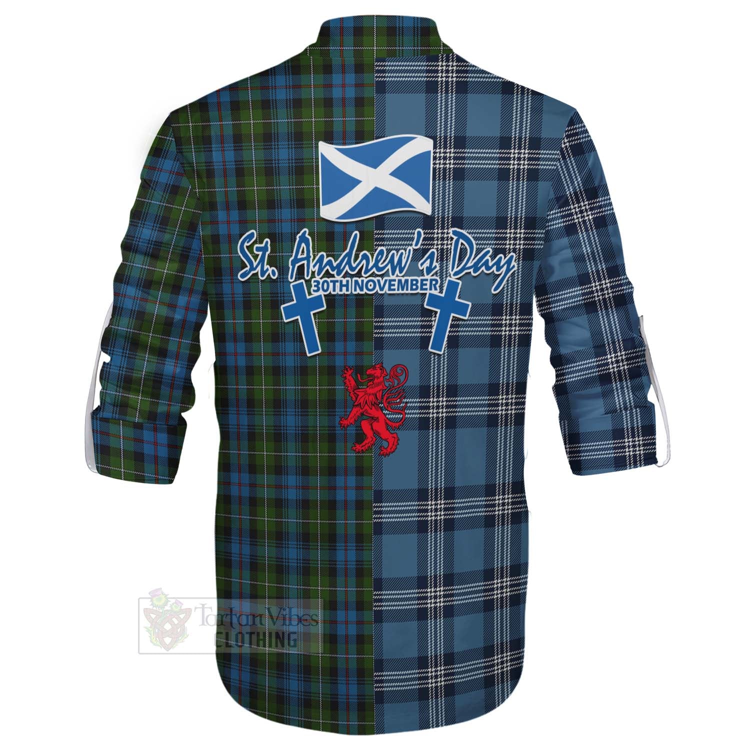 Tartan Vibes Clothing Mackenzie (Mckenzie) Tartan Ghillie Kilt Shirt Happy St. Andrew's Day Half Tartan Style