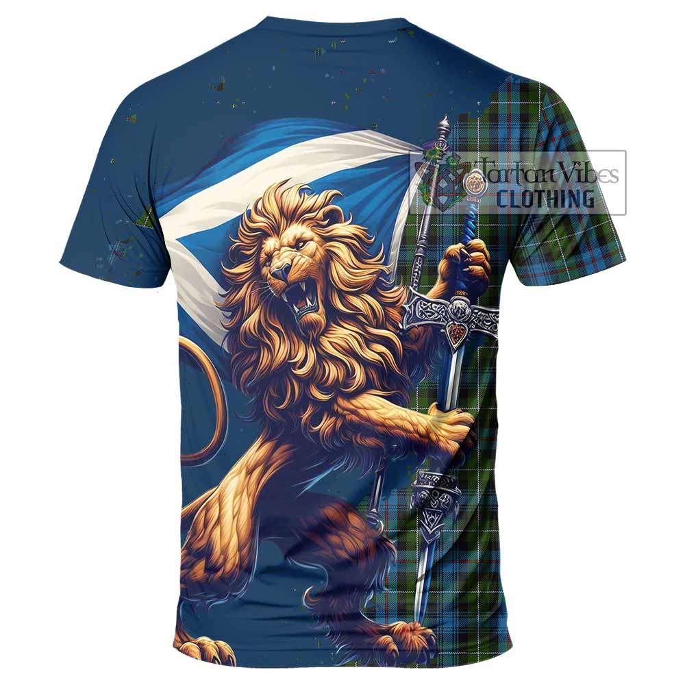 Tartan Vibes Clothing Mackenzie (Mckenzie) Tartan Family Crest T-Shirt with Scottish Majestic Lion