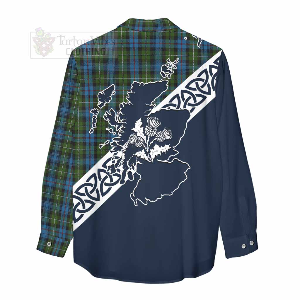 Tartan Vibes Clothing Mackenzie (Mckenzie) Tartan Women's Casual Shirt Featuring Thistle and Scotland Map