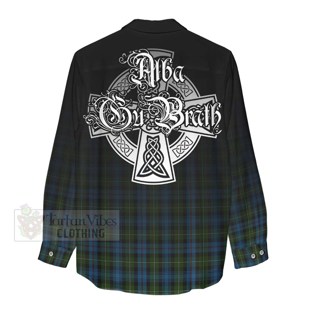 Tartan Vibes Clothing Mackenzie (Mckenzie) Tartan Women's Casual Shirt Featuring Alba Gu Brath Family Crest Celtic Inspired