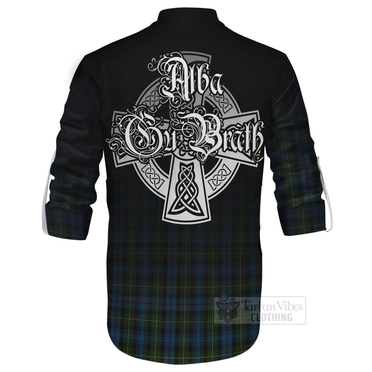 Tartan Vibes Clothing Mackenzie (Mckenzie) Tartan Ghillie Kilt Shirt Featuring Alba Gu Brath Family Crest Celtic Inspired