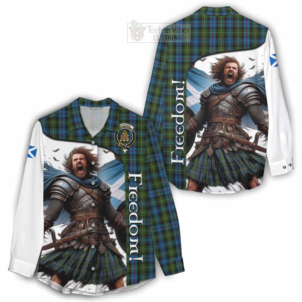 Tartan Vibes Clothing Mackenzie (Mckenzie) Crest Tartan Women's Casual Shirt Inspired by the Freedom of Scottish Warrior