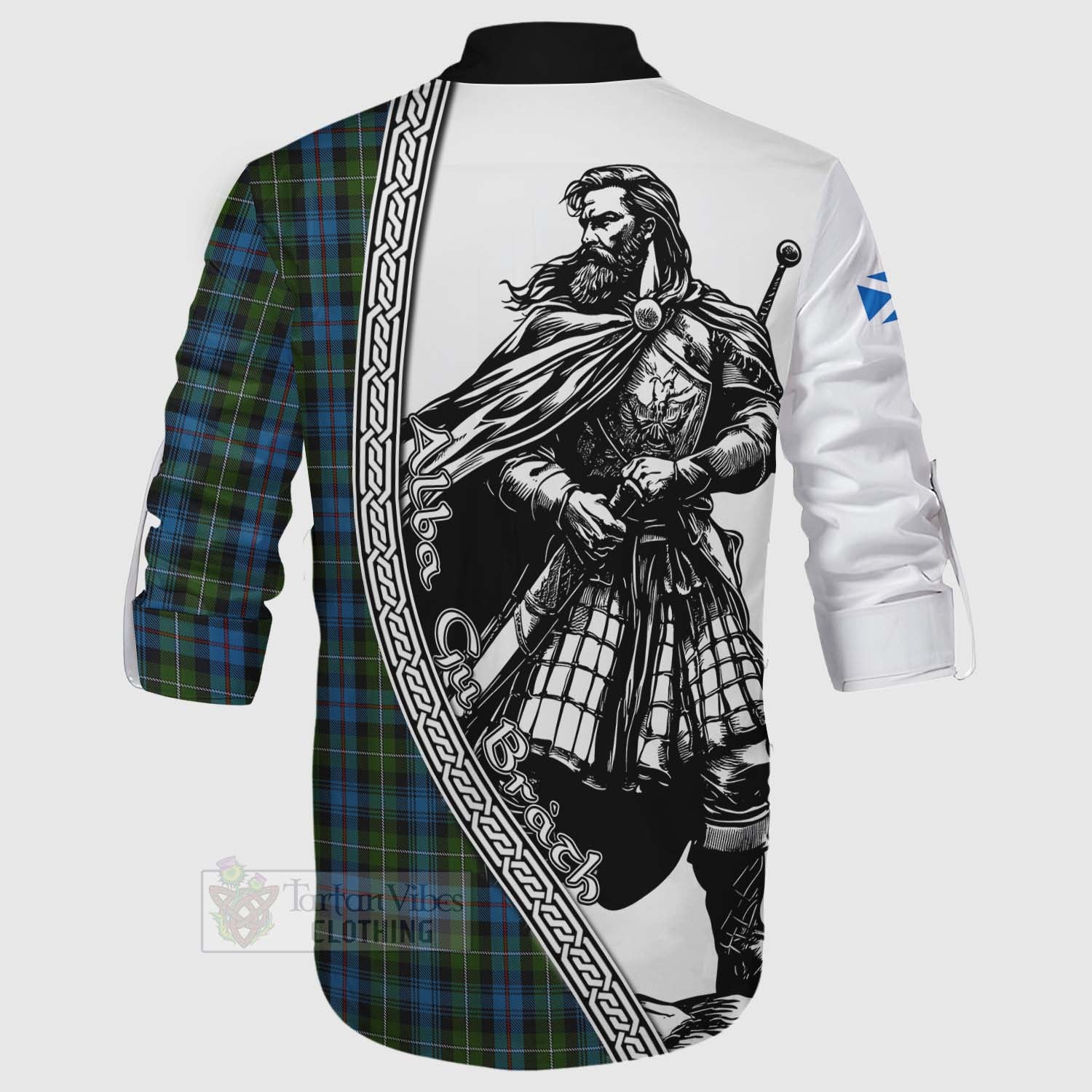 Tartan Vibes Clothing Mackenzie (Mckenzie) Tartan Clan Crest Ghillie Kilt Shirt with Highlander Warrior Celtic Style