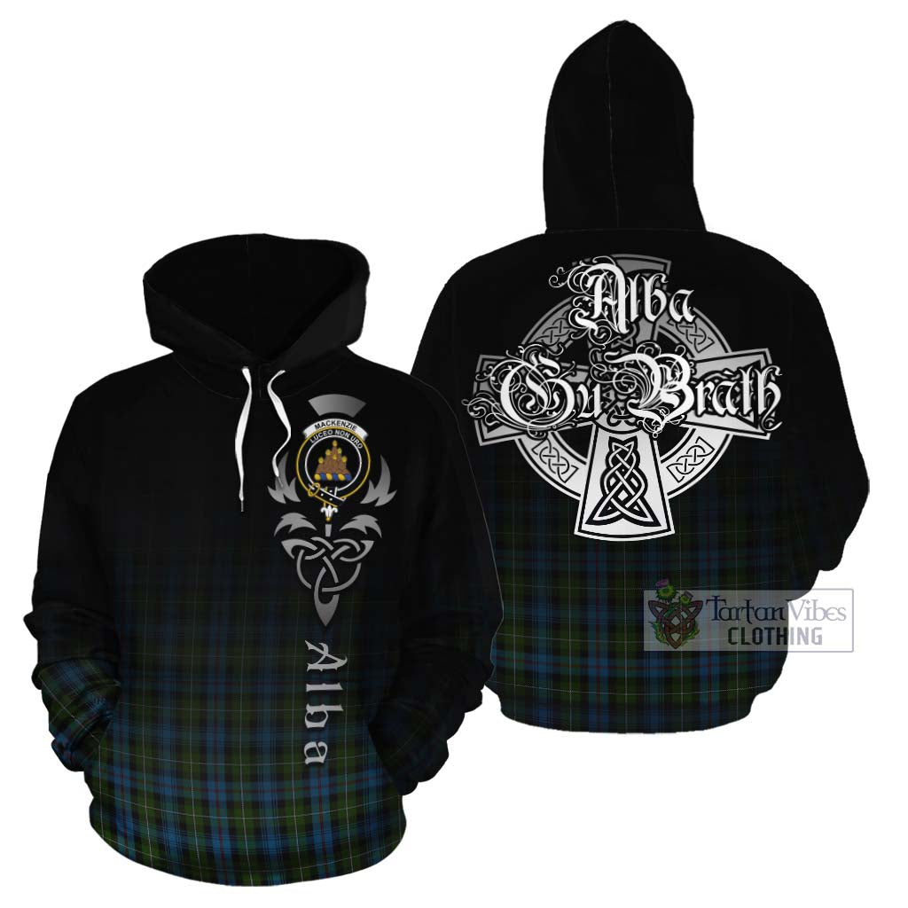 Tartan Vibes Clothing Mackenzie (Mckenzie) Tartan Cotton Hoodie Featuring Alba Gu Brath Family Crest Celtic Inspired